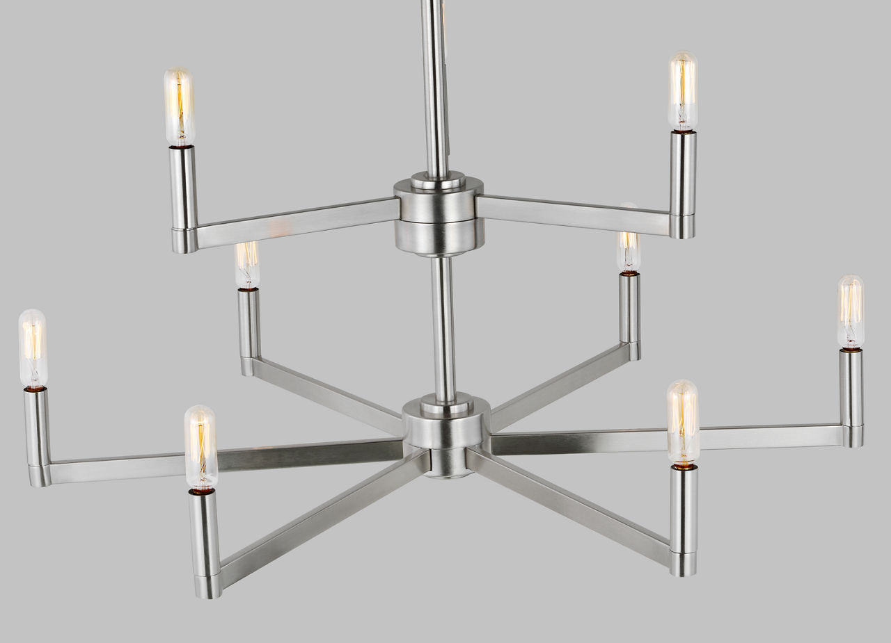 Fullton 9-Light Chandelier | Brushed Nickel | No Shade Bulb(s) Not Included