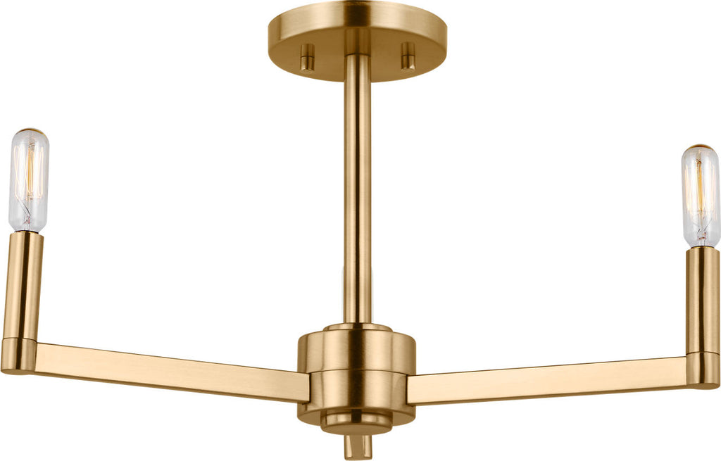 Fullton Semi Flush Mount | Satin Brass | No Shade Bulb(s) Not Included