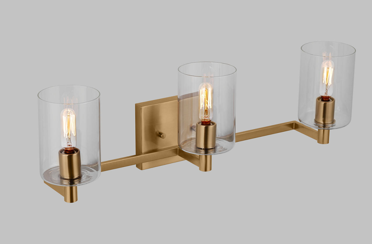 Fullton Three Light Wall / Bath Satin Brass Bulbs Included