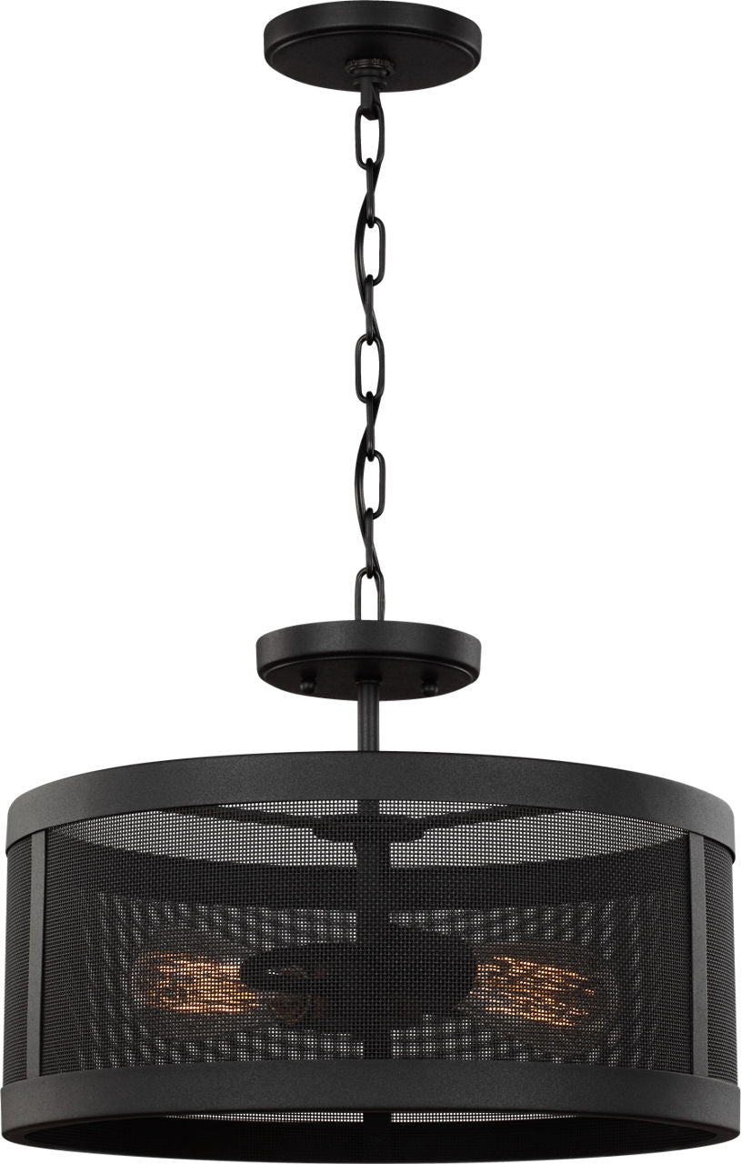 Gereon Two Light Semi-Flush Convertible Pendant | Black