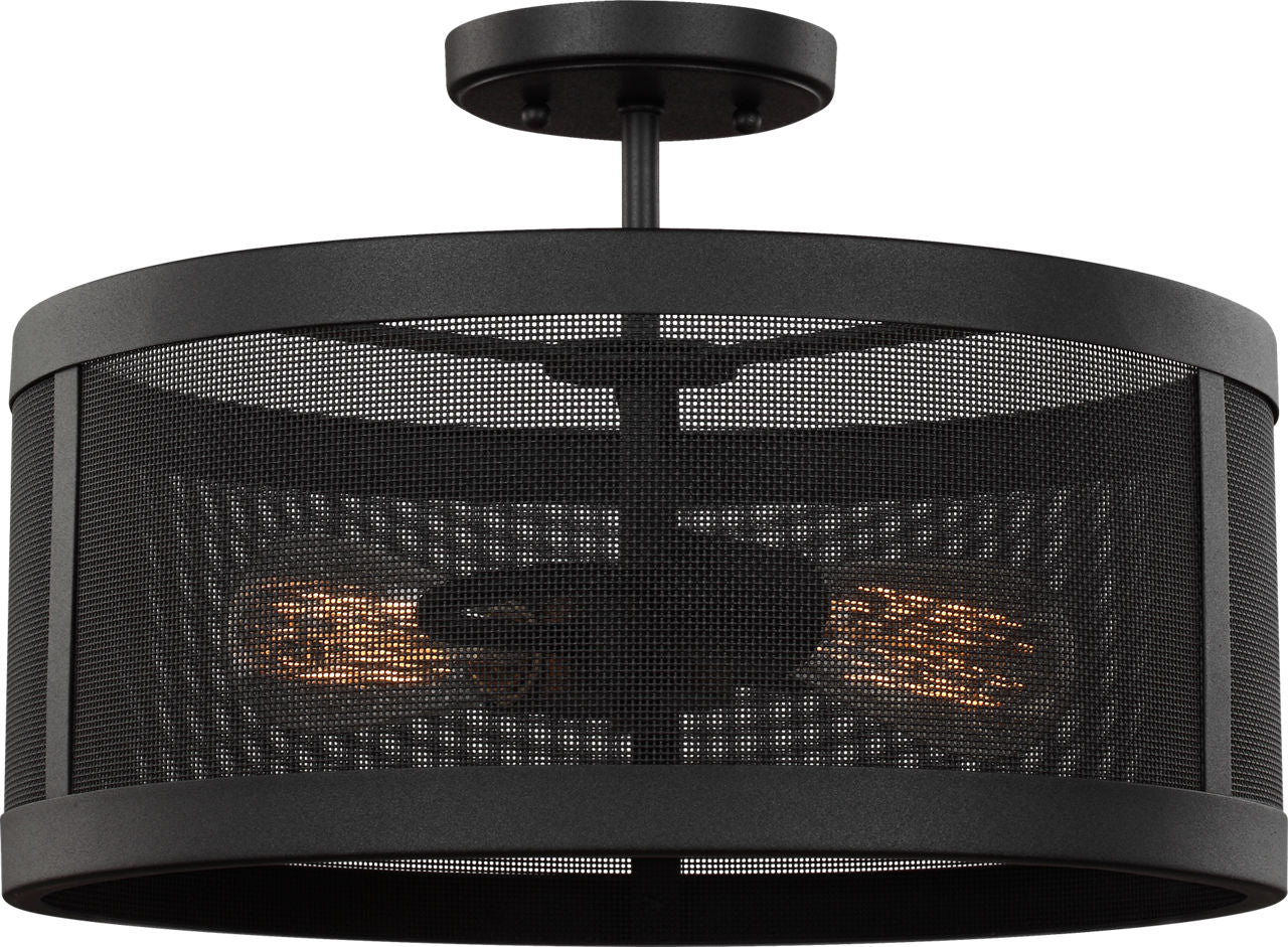 Gereon Two Light Semi-Flush Convertible Pendant | Black