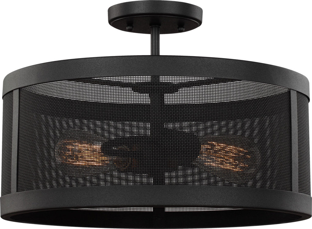 Gereon Two Light Semi-Flush Convertible Pendant | Black Bulbs Included