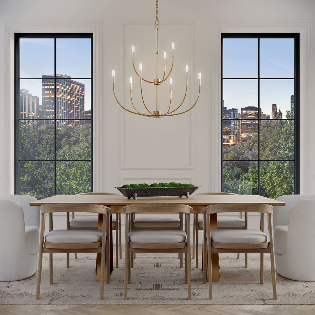 Greenwich 9-Light Chandelier | Satin Brass Bulb(s) Included