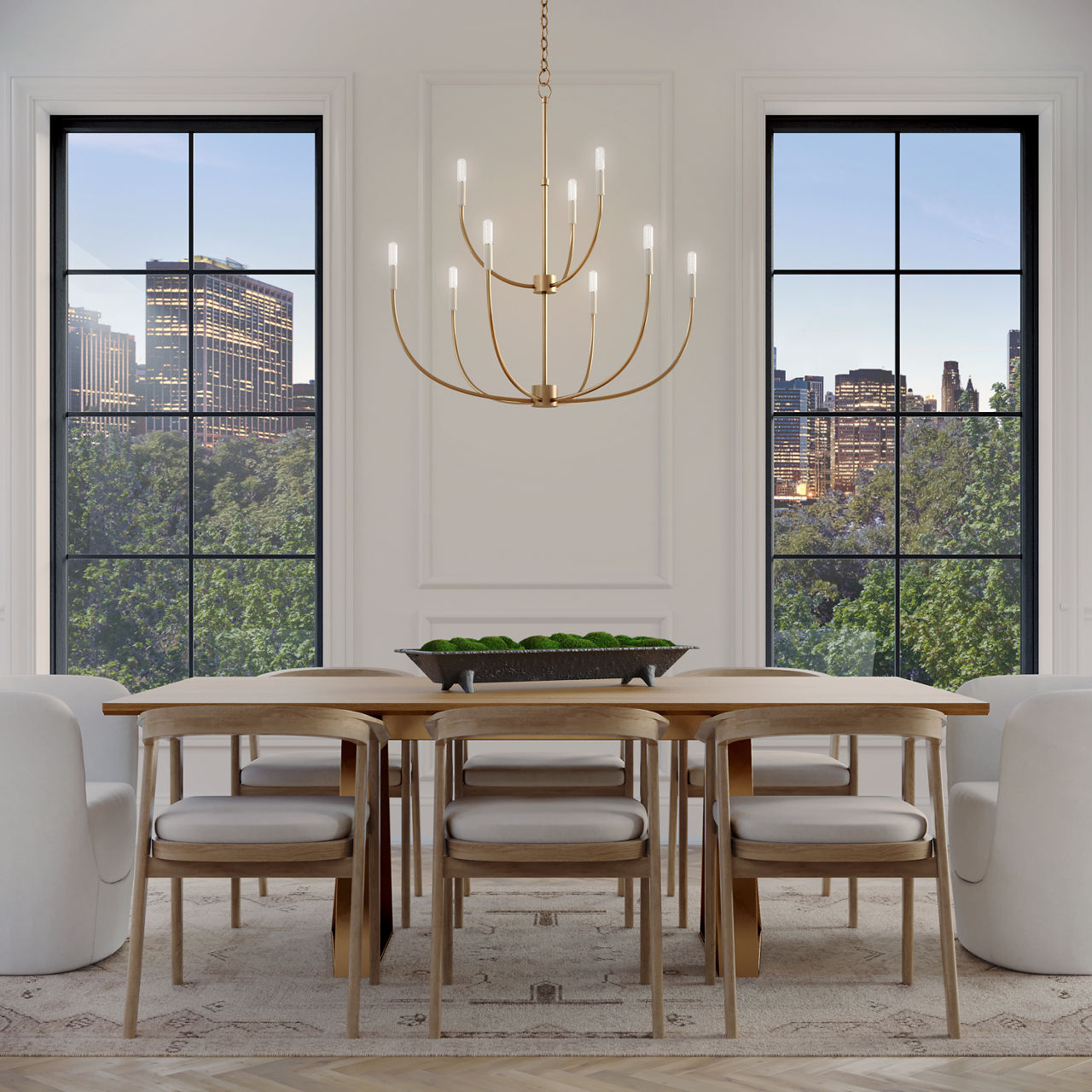Greenwich 9-Light Chandelier | Satin Brass Bulb(s) Included