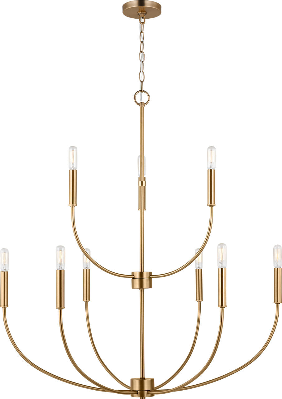 Greenwich 9-Light Chandelier | Satin Brass Bulb(s) Included