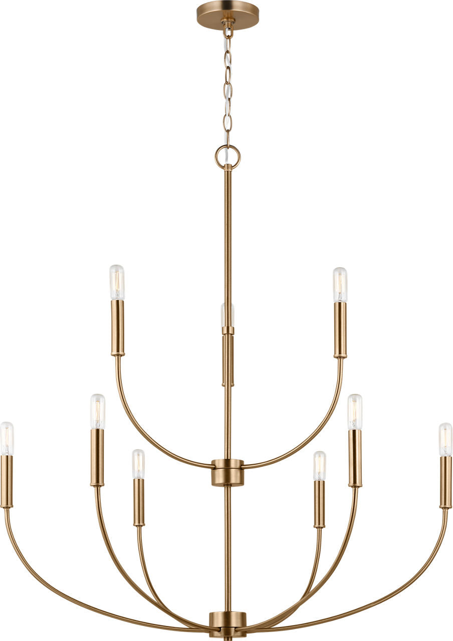 Greenwich 9-Light Chandelier | Satin Brass Bulb(s) Included