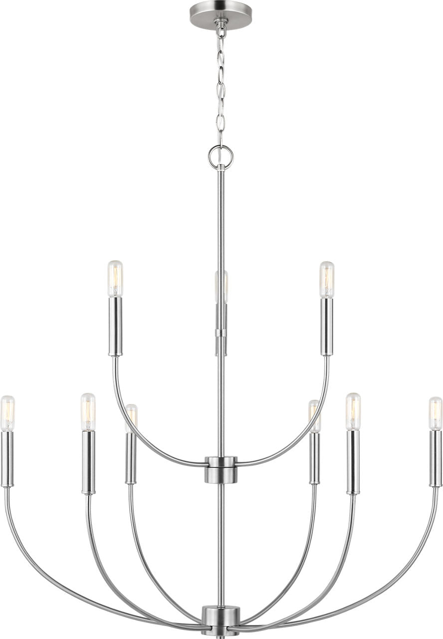 Greenwich 9-Light Chandelier | Brushed Nickel Bulb(s) Included