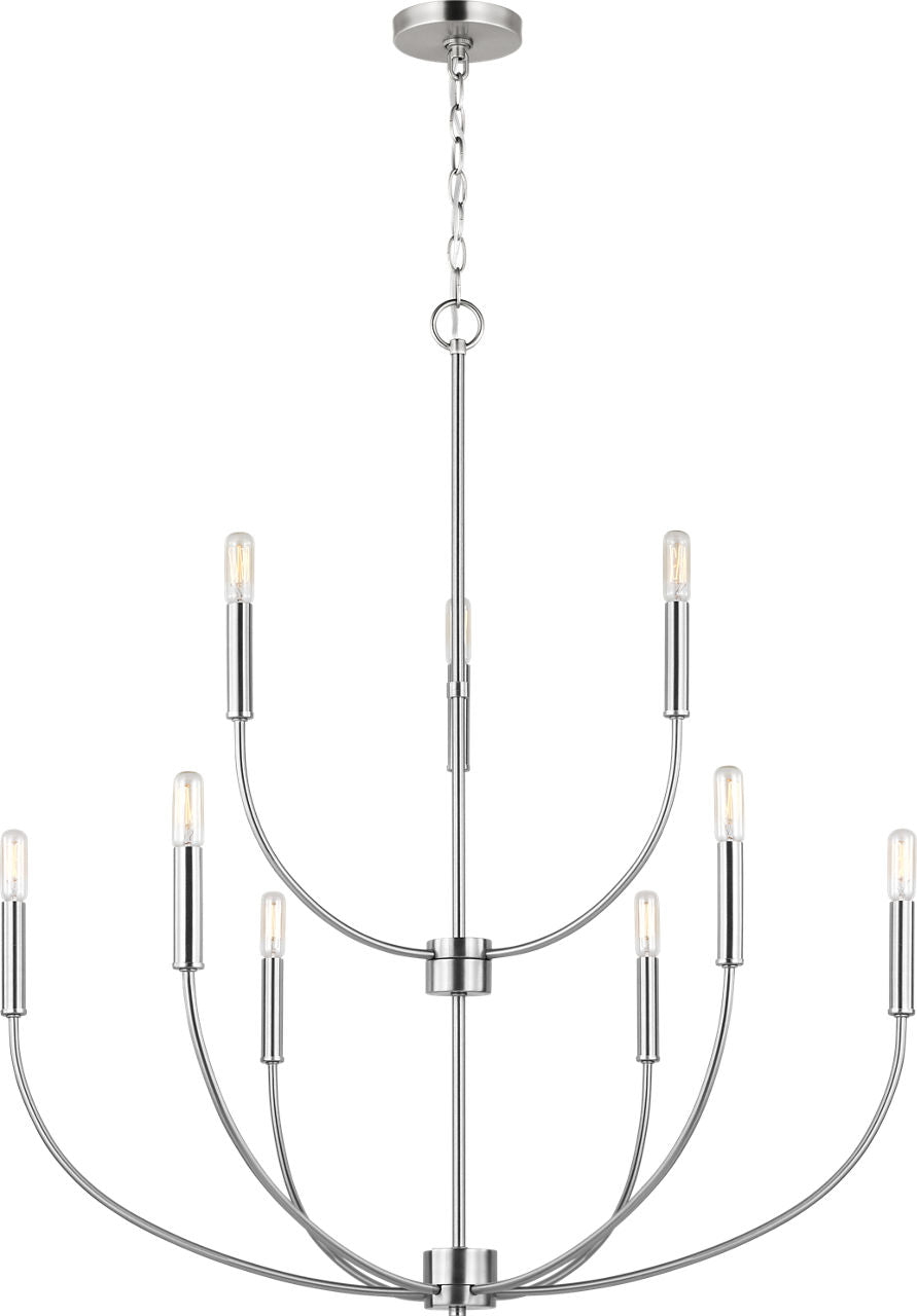 Greenwich 9-Light Chandelier | Brushed Nickel Bulb(s) Included