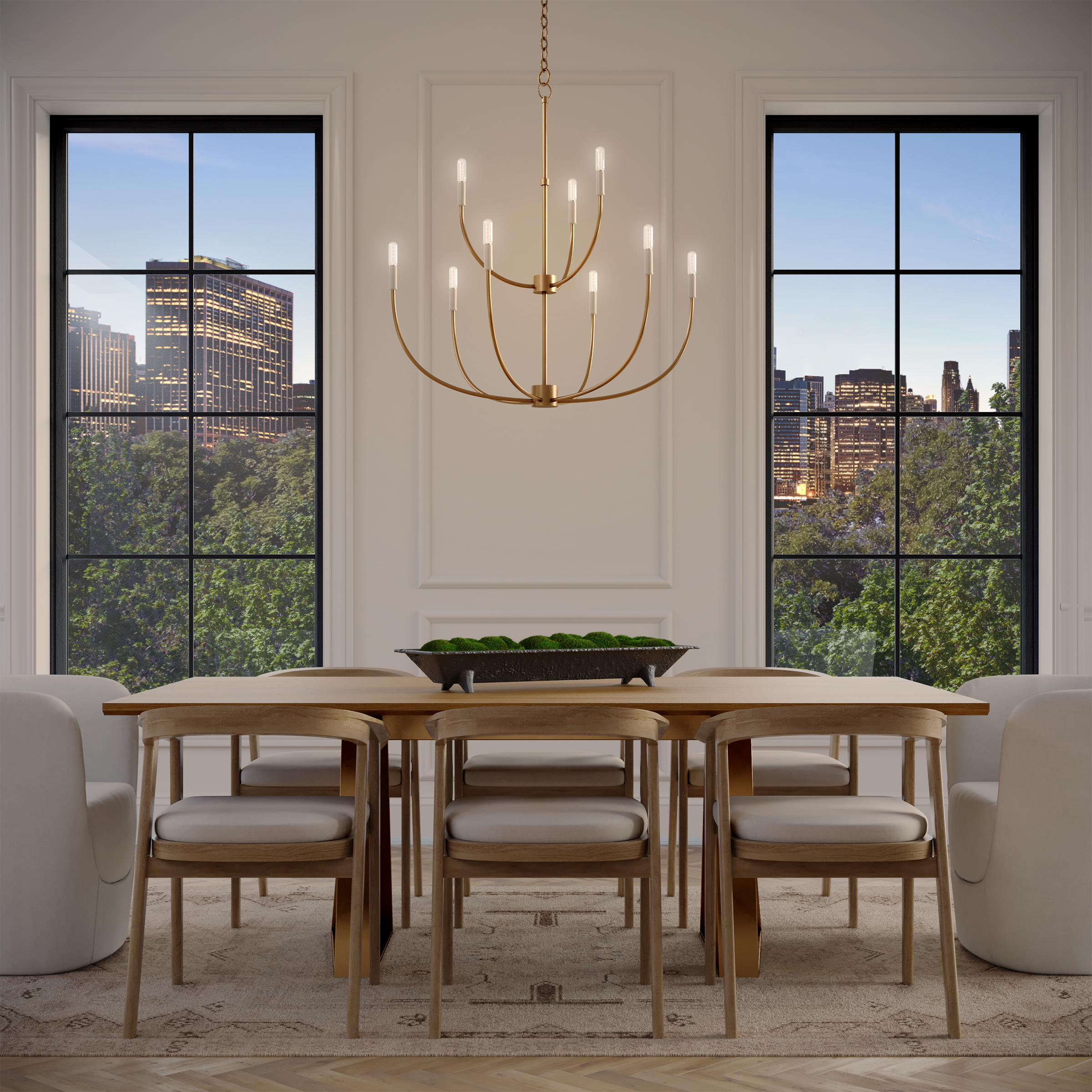 Greenwich 9-Light Chandelier | Satin Brass Bulb(s) Not Included