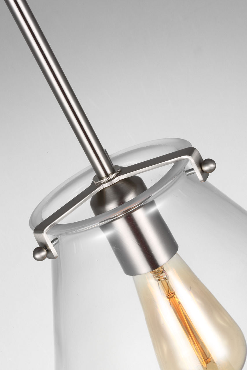 Kate One Light Cone Pendant Brushed Nickel