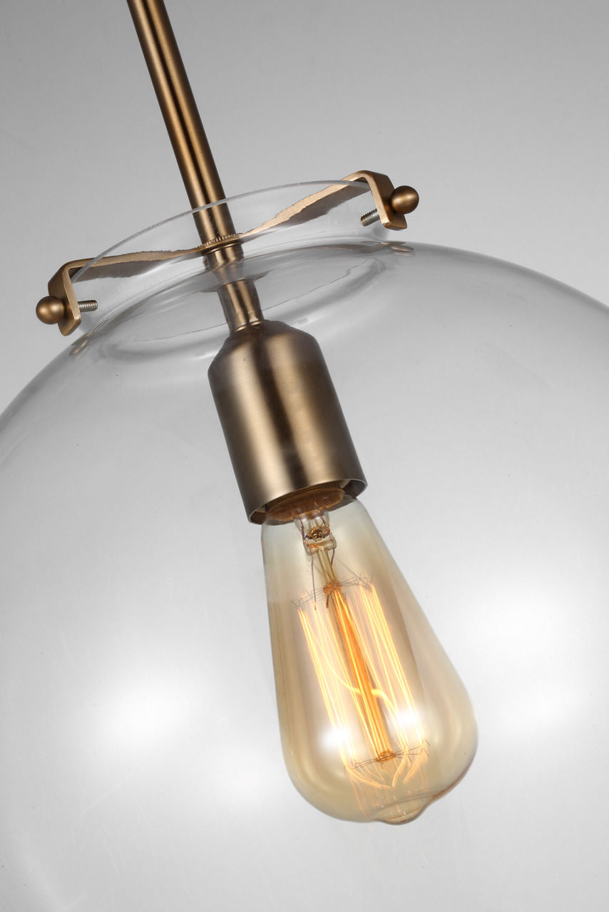 Kate One Light Sphere Pendant Satin Brass
