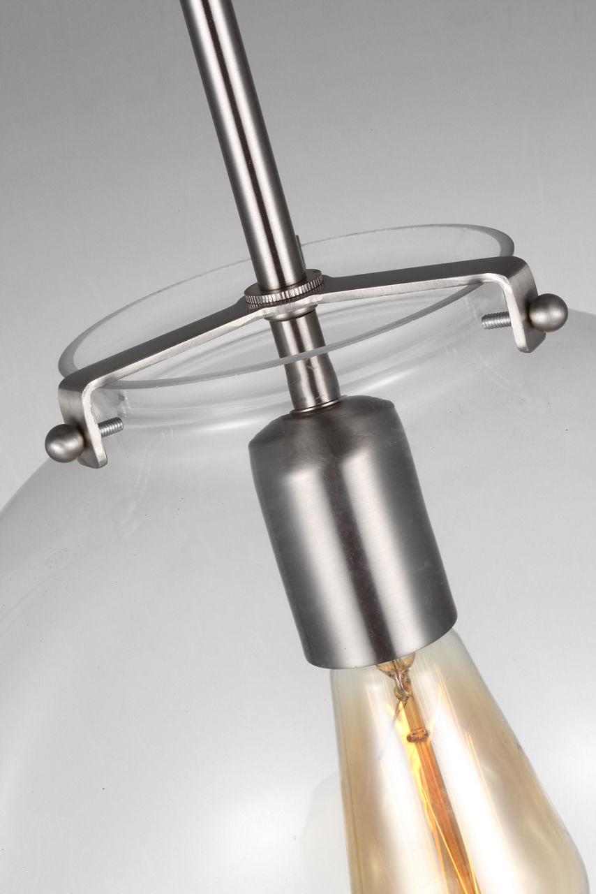 Kate One Light Sphere Pendant Brushed Nickel