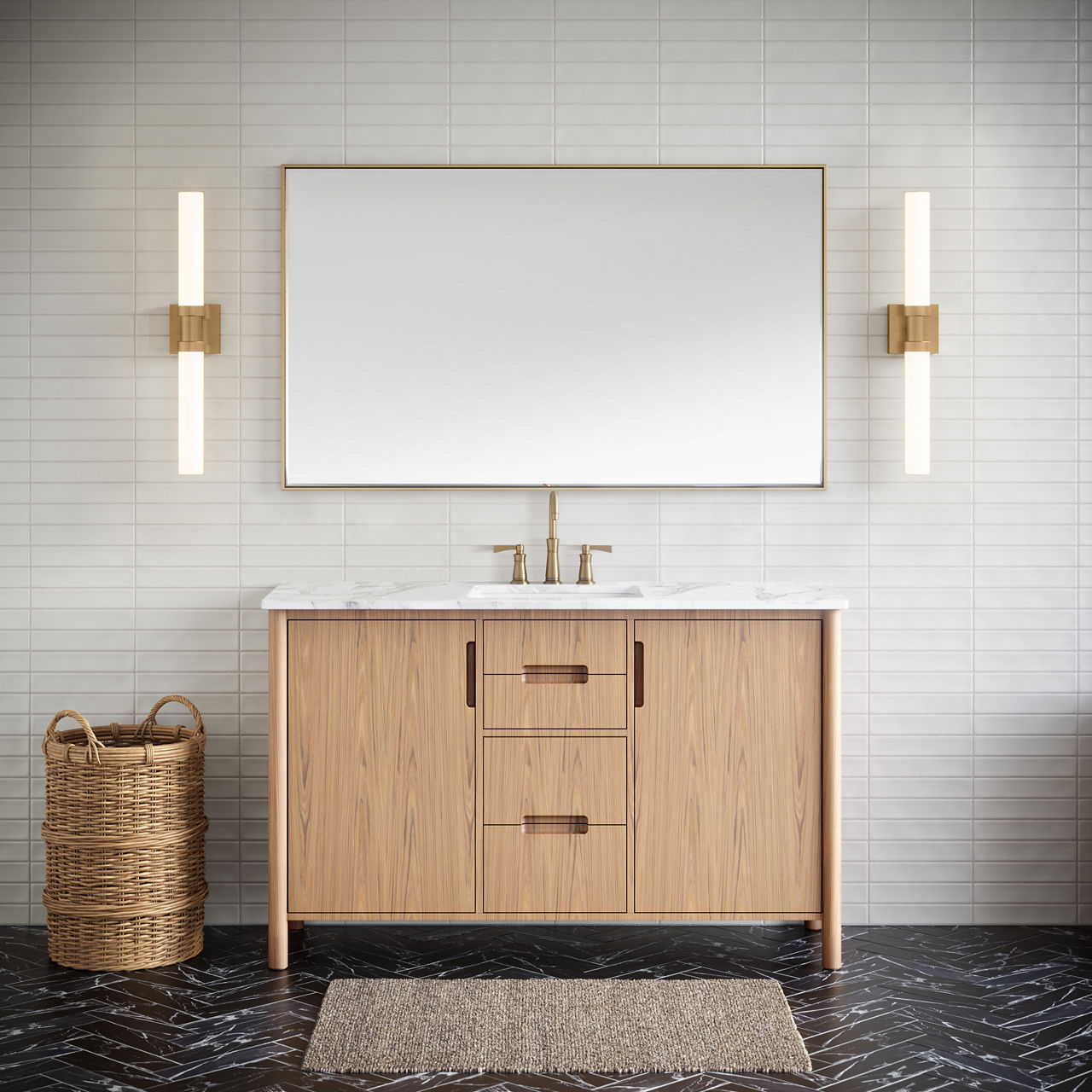 Kiel Medium LED Wall / Bath Satin Brass Bulbs Inc