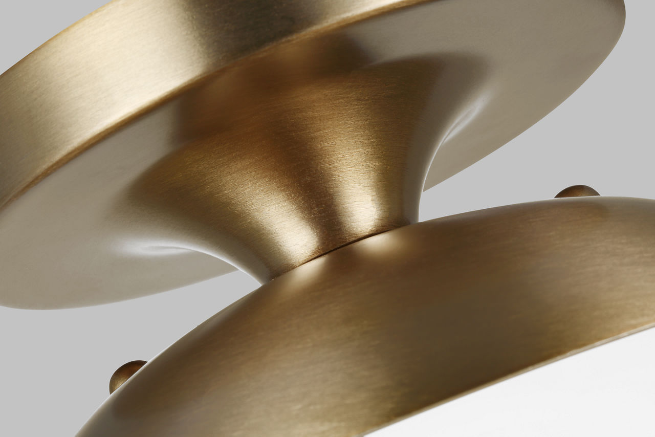 Leo Hanging Globe Flush Mount | Satin Brass | Smooth White Glass Bulb(s) Not Included