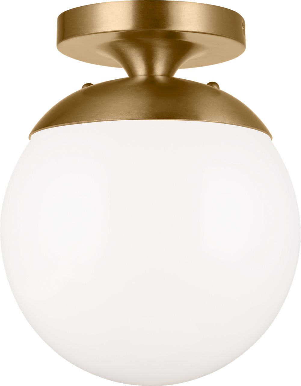 Leo Hanging Globe Flush Mount | Satin Brass | Smooth White Glass Bulb(s) Not Included