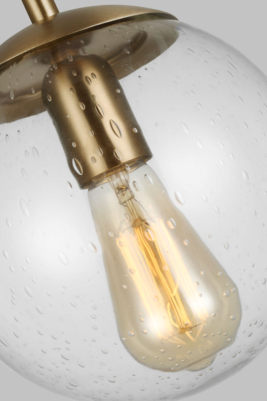 Leo Hanging Globe Small Pendant | Satin Brass | Clear Seeded Glass Bulb(s) Not Included