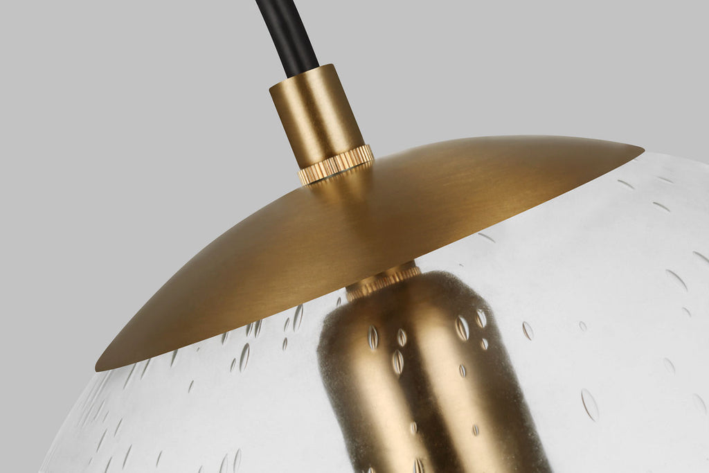 Leo Hanging Globe Medium Pendant | Satin Brass | Clear Seeded Glass Bulb(s) Not Included