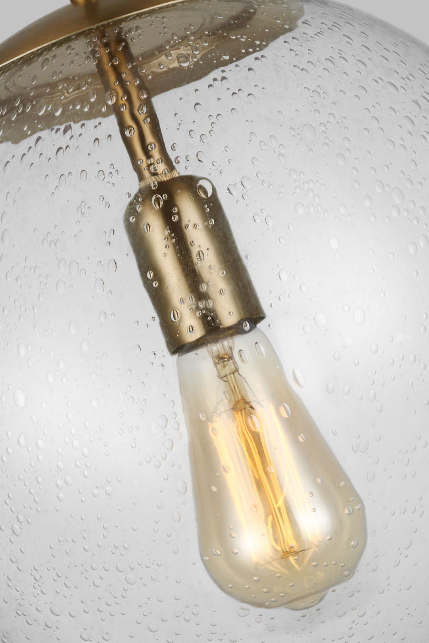 Leo Hanging Globe Large Pendant | Satin Brass | Clear Seeded Glass Bulb(s) Not Included