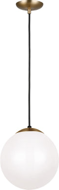 Leo Hanging Globe Medium Pendant | Satin Brass | Smooth White Glass Bulb(s) Not Included