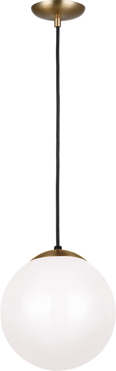 Leo Hanging Globe Medium Pendant | Satin Brass | Smooth White Glass Bulb(s) Not Included
