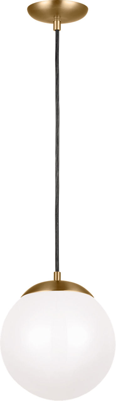 Leo Hanging Globe Medium Pendant | Satin Brass | Smooth White Glass Dedicated LED