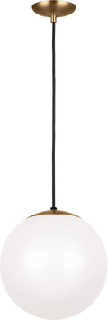 Leo Hanging Globe Large Pendant | Satin Aluminum | Smooth White Glass Bulb(s) Included