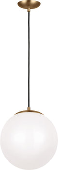Leo Hanging Globe Large Pendant | Satin Brass | Smooth White Glass Dedicated LED