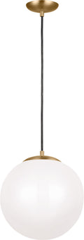 Leo Hanging Globe XL Pendant | Satin Brass | Smooth White Glass Dedicated LED