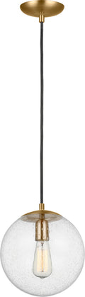 Leo Hanging Globe Medium Pendant | Satin Brass | Clear Seeded Glass Bulb(s) Not Included