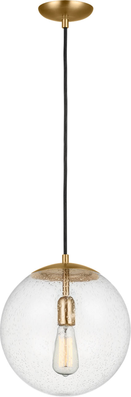 Leo Hanging Globe Large Pendant | Satin Brass | Clear Seeded Glass Bulb(s) Not Included