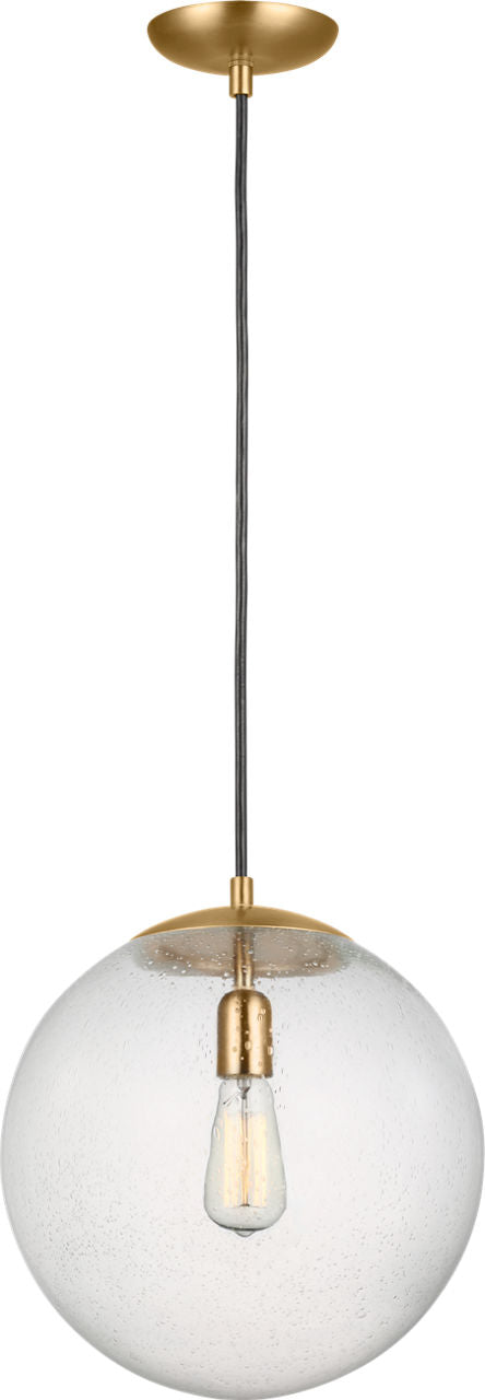 Leo Hanging Globe XL Pendant | Satin Brass | Clear Seeded Glass Bulb(s) Not Included