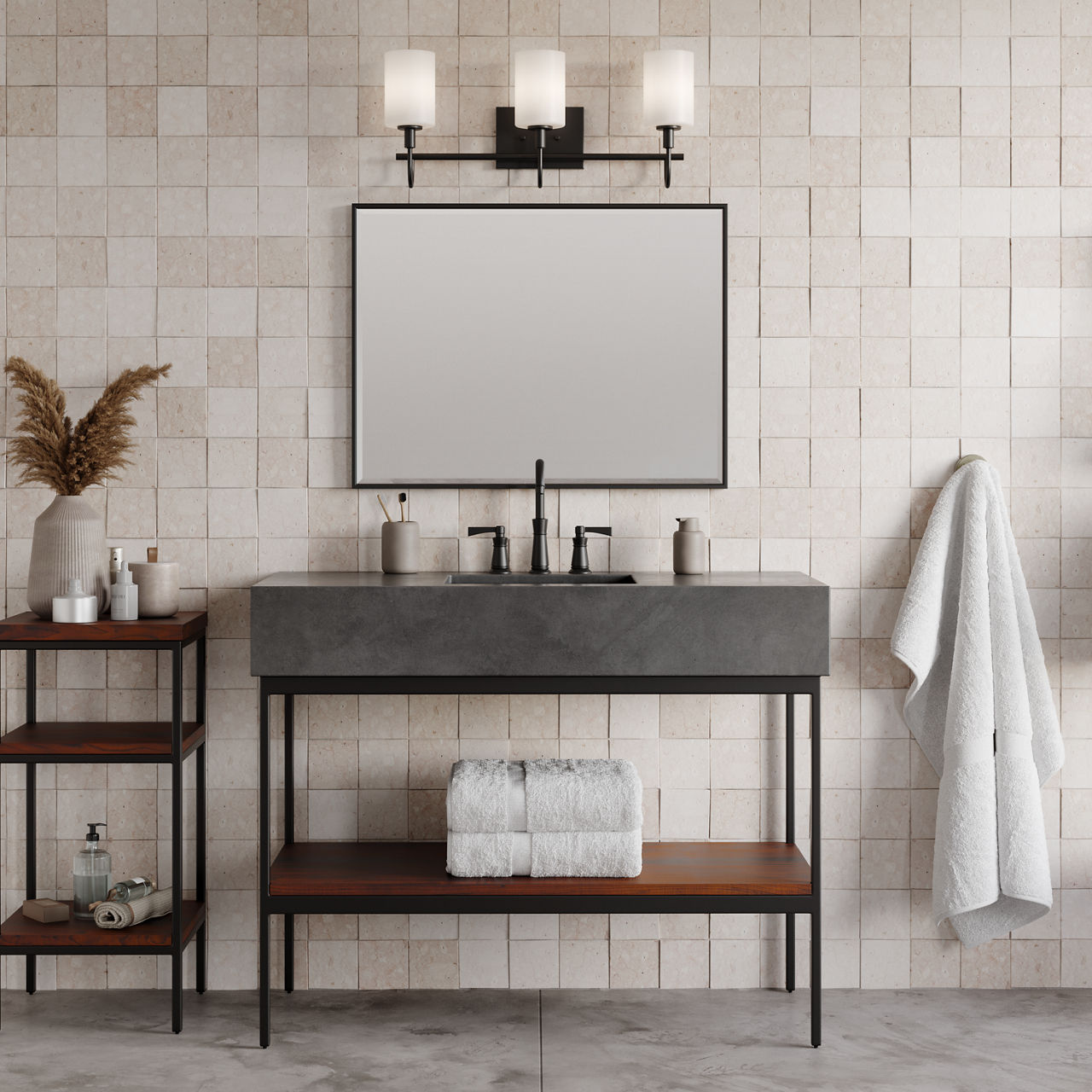 Oak Moore Three Light Wall / Bath Midnight Black