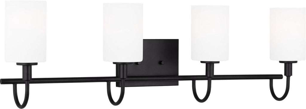 Oak Moore Four Light Wall / Bath Midnight Black Bulbs Included