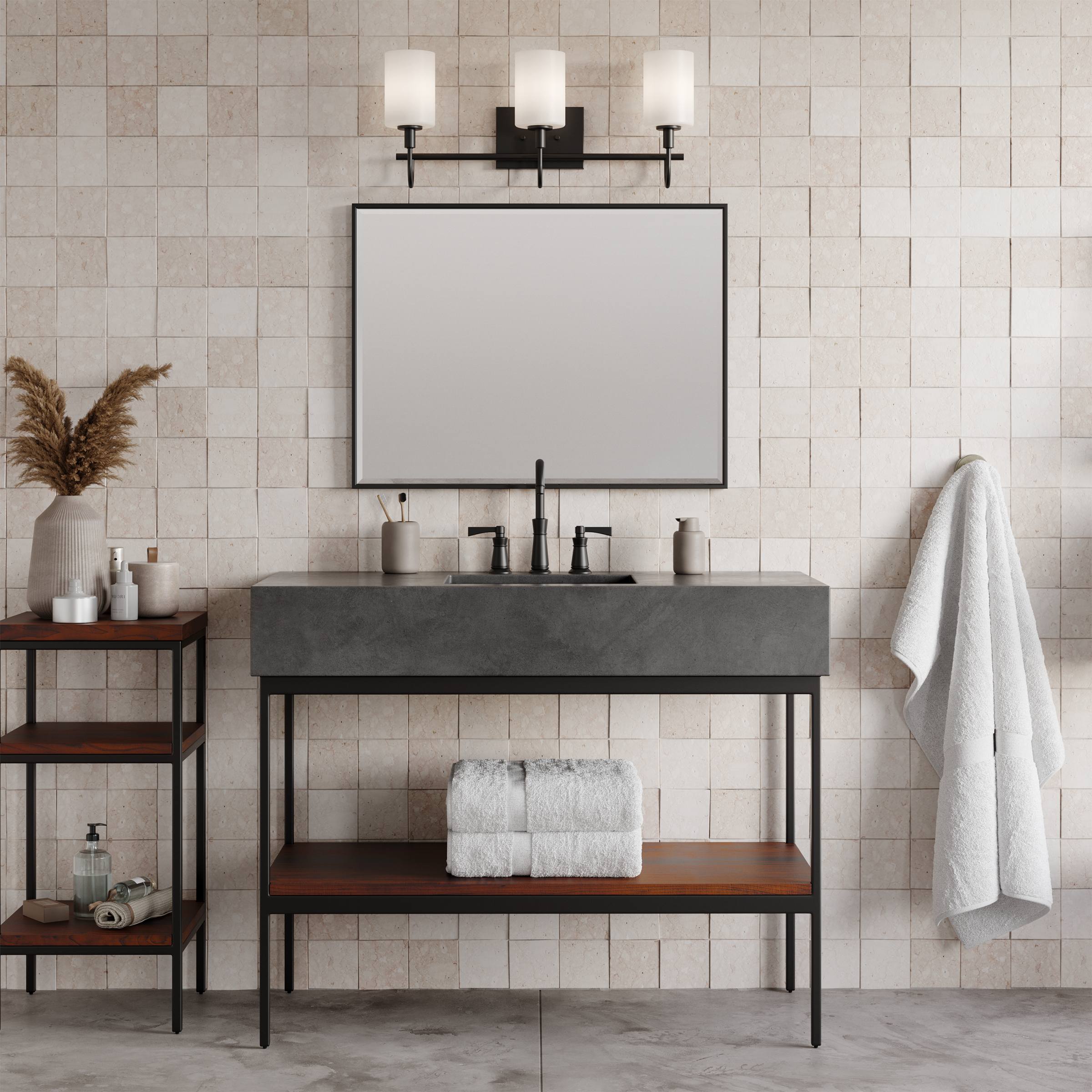 Oak Moore Three Light Wall / Bath Midnight Black