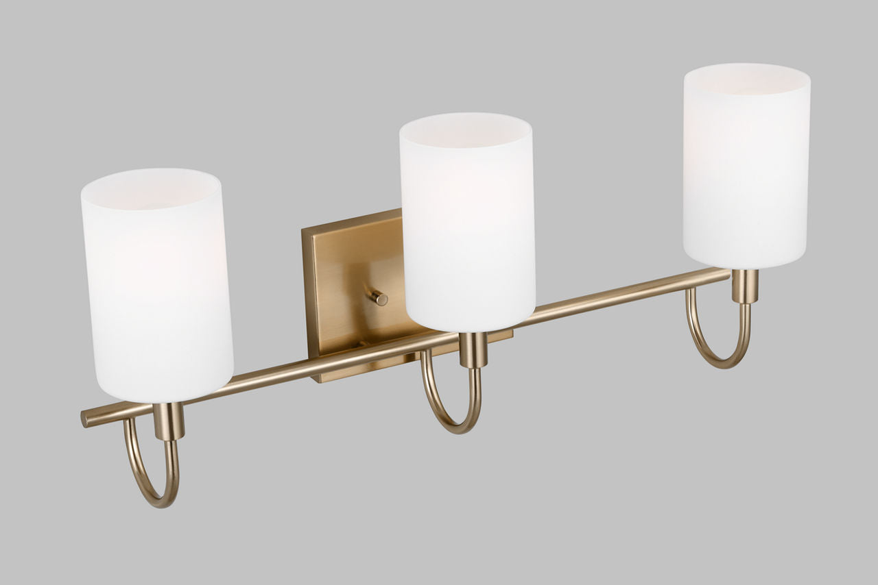 Oak Moore Three Light Wall / Bath Satin Brass