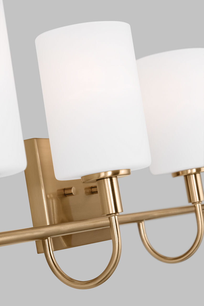 Oak Moore Four Light Wall / Bath Satin Brass Bulbs Inc