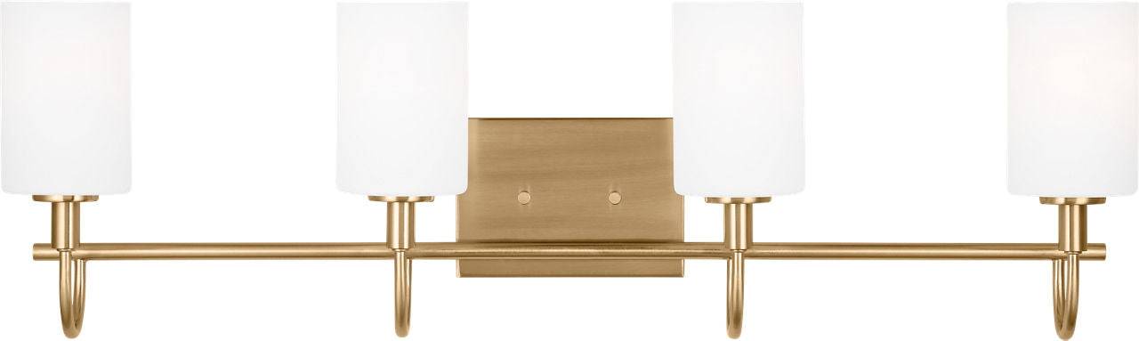 Oak Moore Four Light Wall / Bath Satin Brass Bulbs Inc
