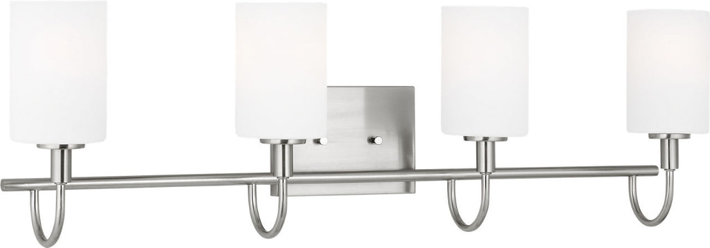 Oak Moore Four Light Wall / Bath Brushed Nickel Bulbs Inc