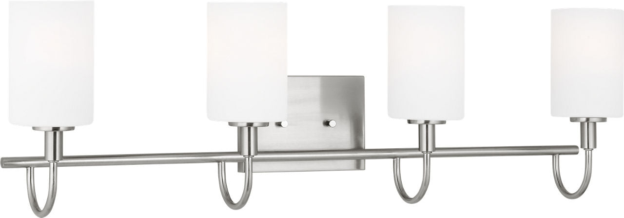 Oak Moore Four Light Wall / Bath Brushed Nickel Bulbs Inc