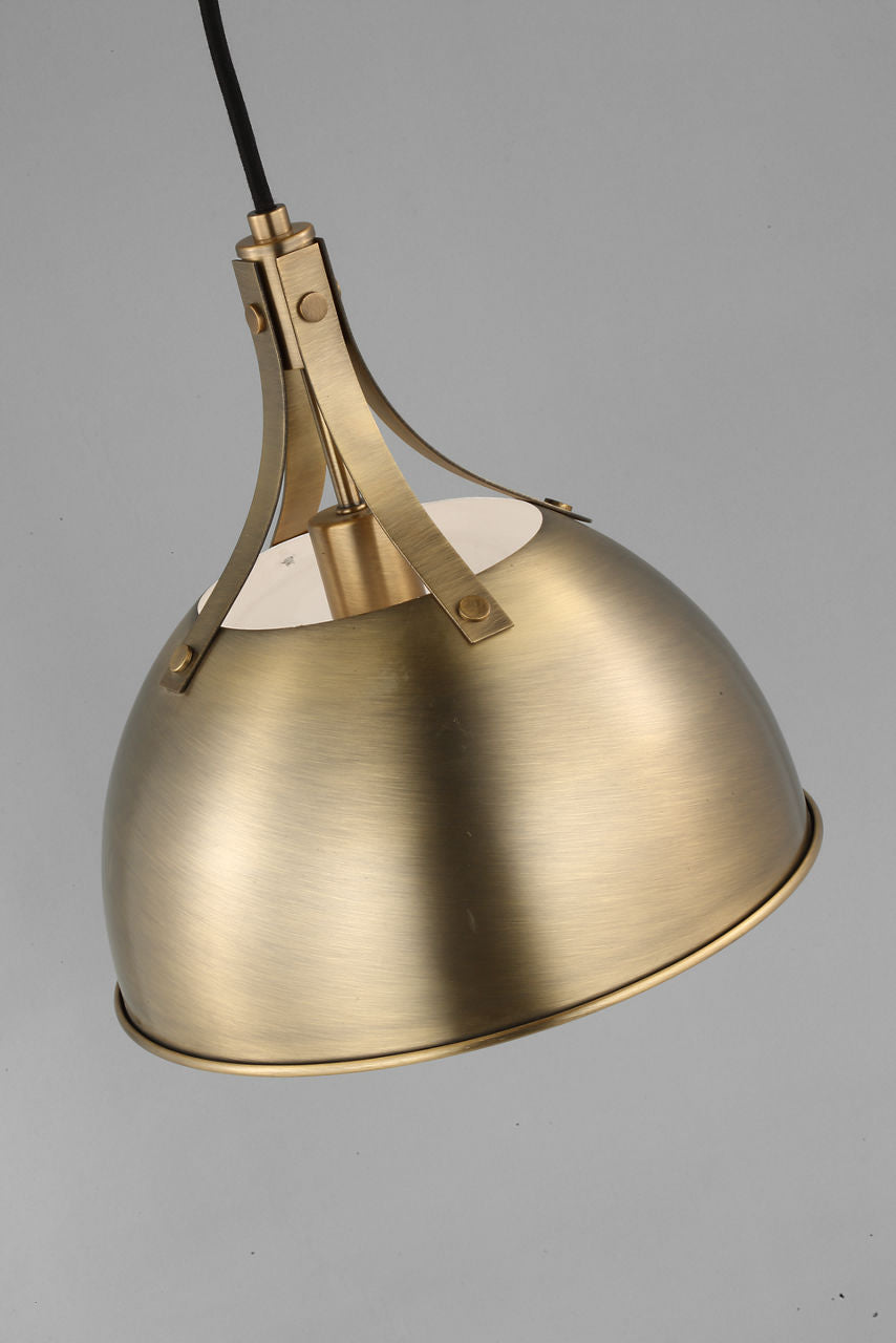 Rockland One Light Pendant Satin Brass Bulbs Included