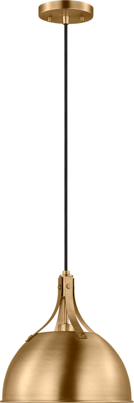 Rockland One Light Pendant Satin Brass Bulbs Included