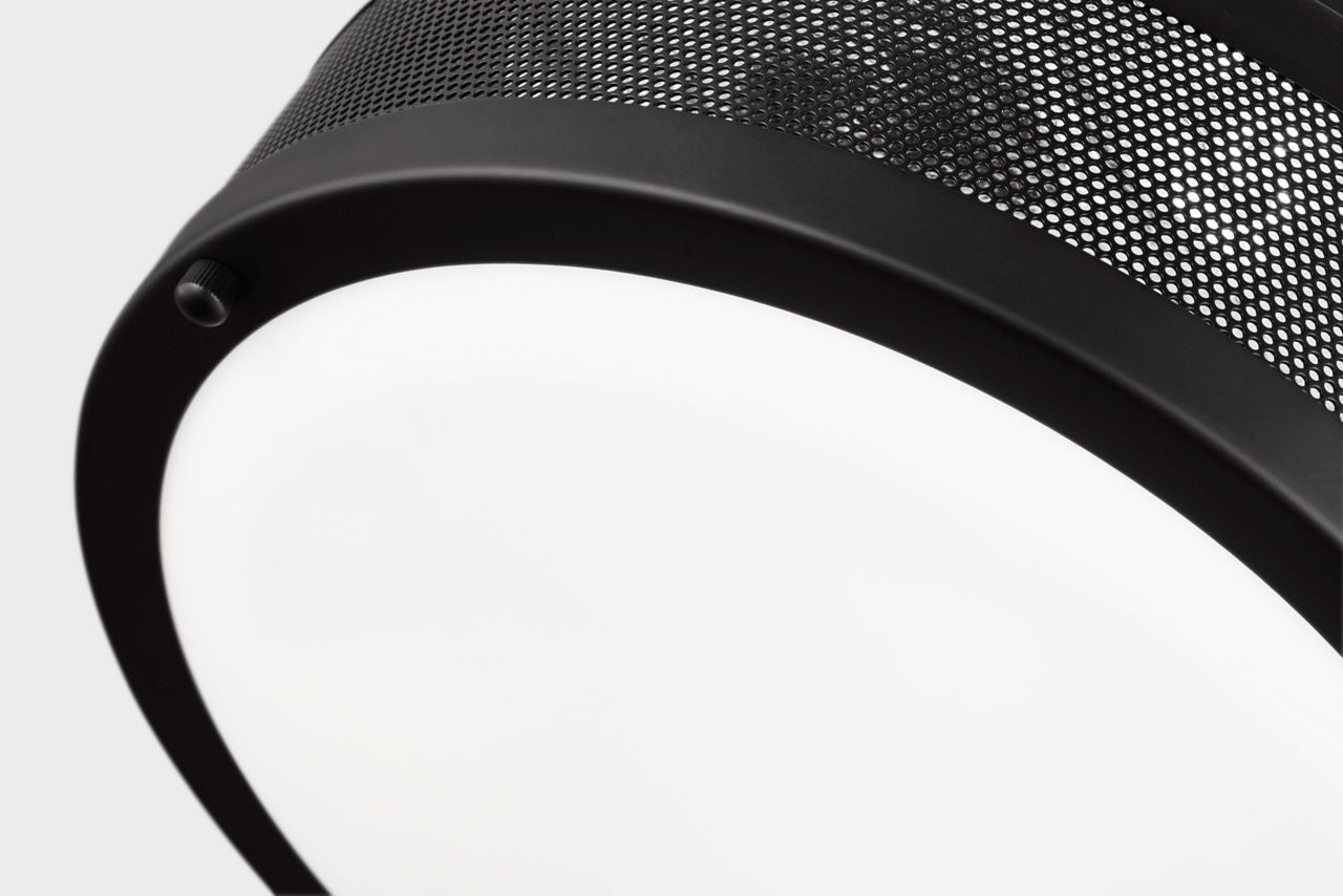Vander Medium Flush Mount | Midnight Black | Etched Glass / White Inside Bulb(s) Not Included