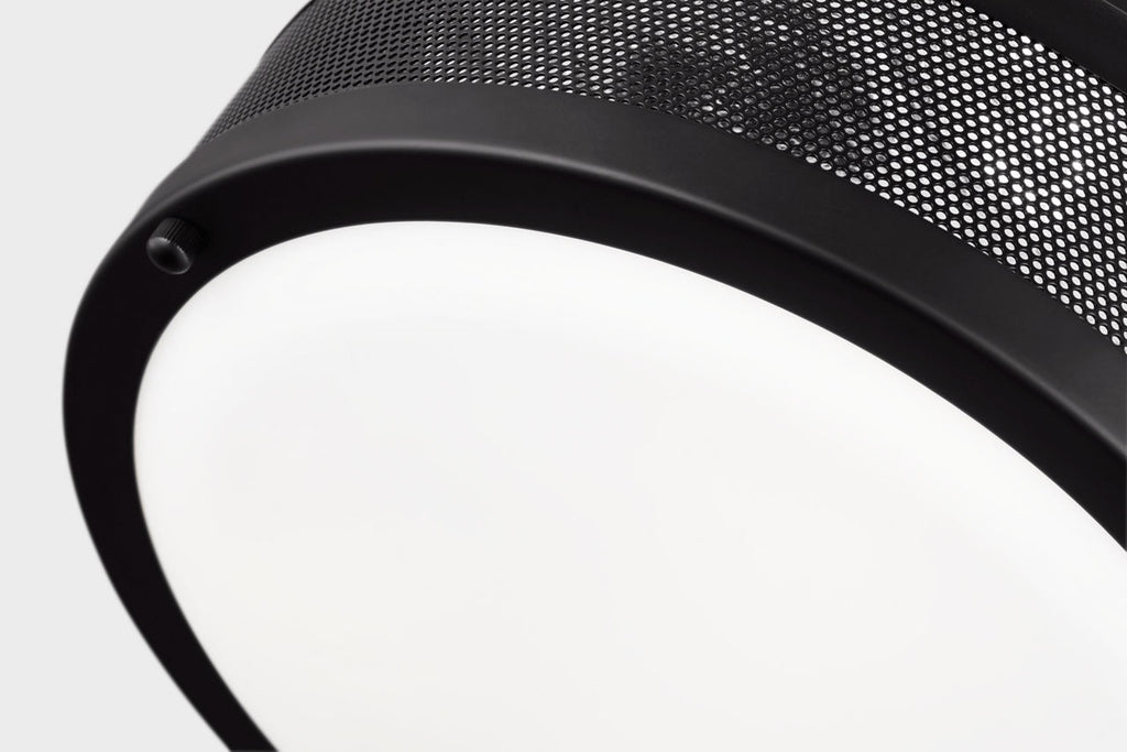 Vander Medium Flush Mount | Midnight Black | Etched Glass / White Inside Bulb(s) Included