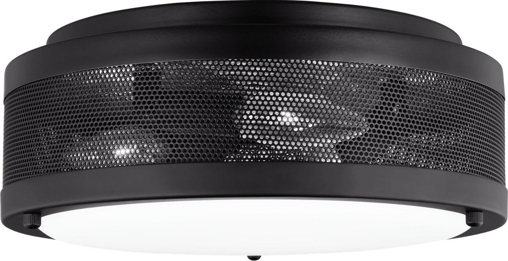 Vander Medium Flush Mount | Midnight Black | Etched Glass / White Inside Bulb(s) Not Included
