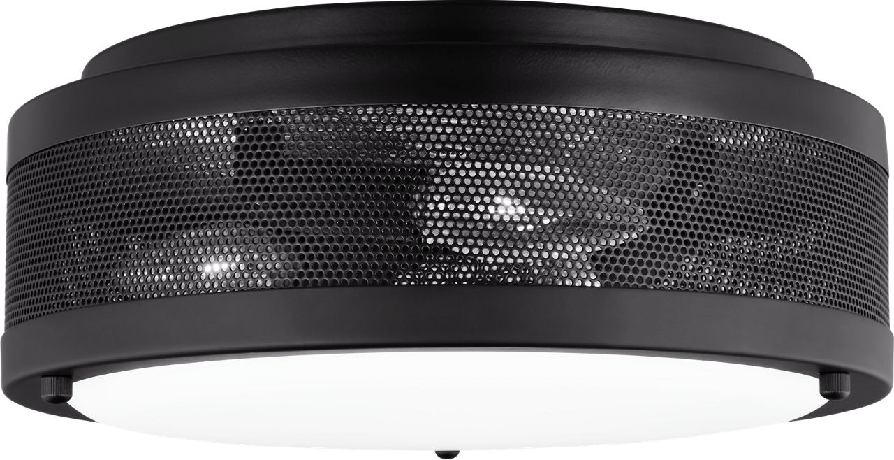 Vander Medium Flush Mount | Midnight Black | Etched Glass / White Inside Bulb(s) Included