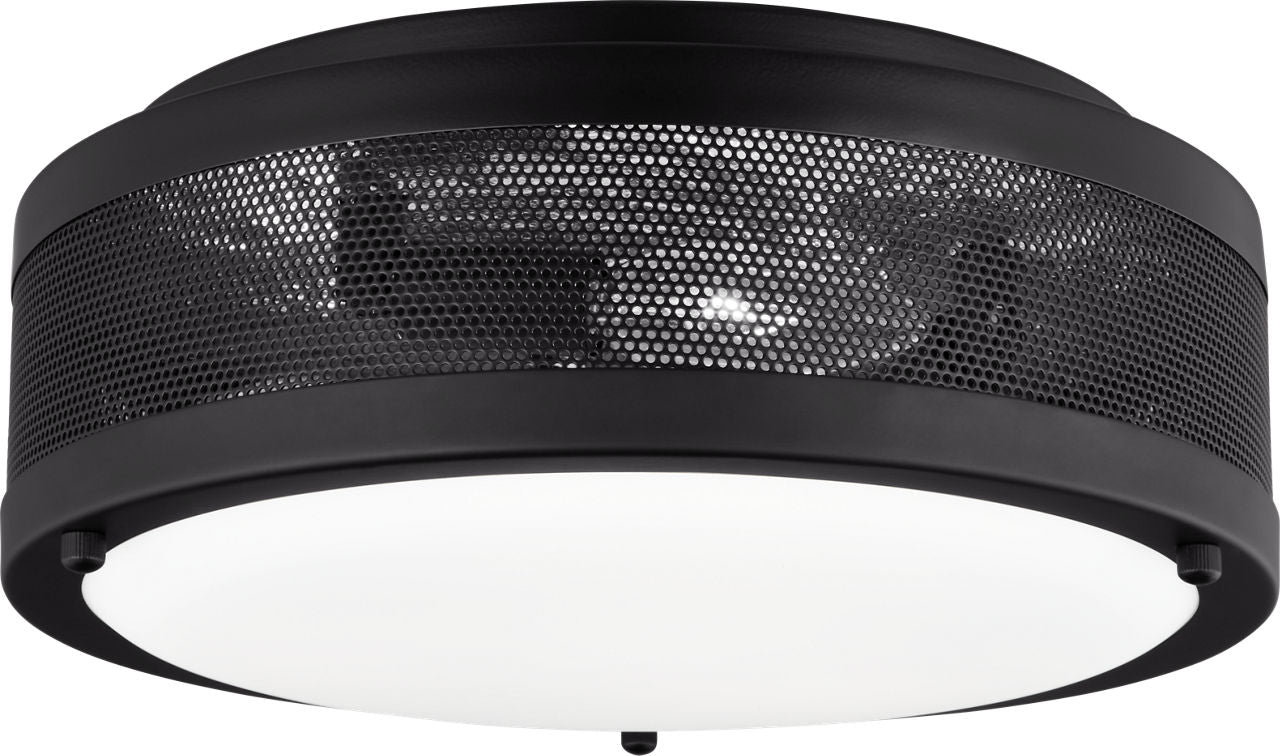 Vander Medium Flush Mount | Midnight Black | Etched Glass / White Inside Bulb(s) Not Included