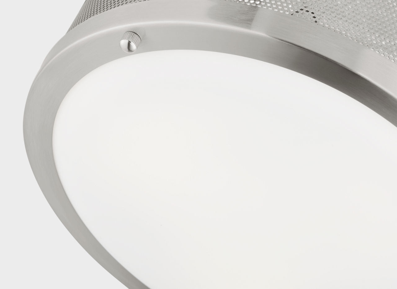 Vander Medium Flush Mount | Brushed Nickel | Etched Glass / White Inside Bulb(s) Included