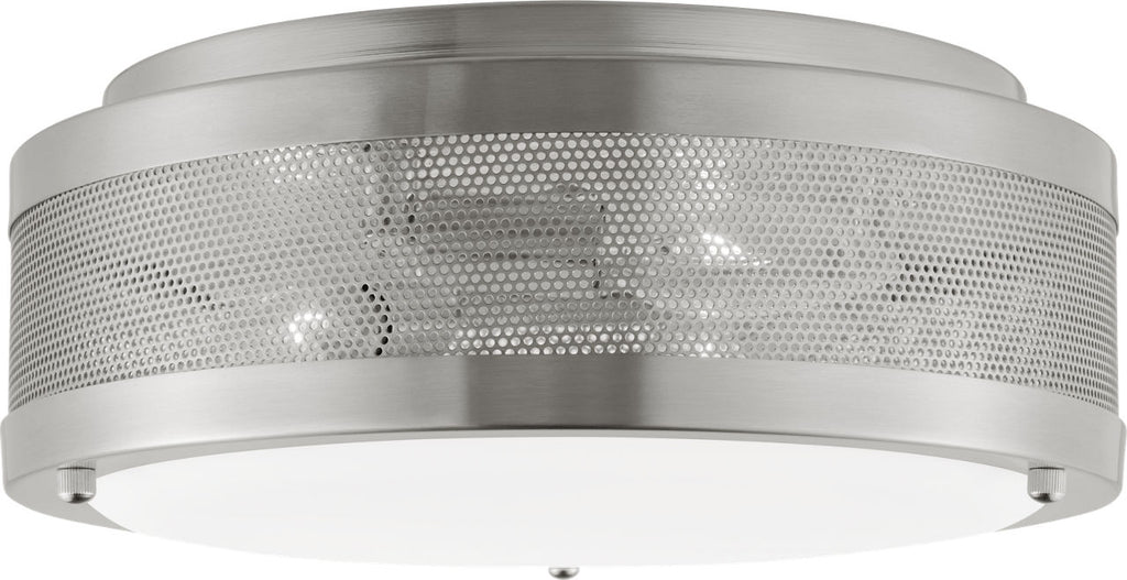 Vander Medium Flush Mount | Brushed Nickel | Etched Glass / White Inside Bulb(s) Included