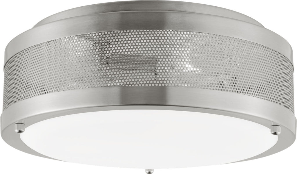 Vander Medium Flush Mount | Brushed Nickel | Etched Glass / White Inside Bulb(s) Not Included