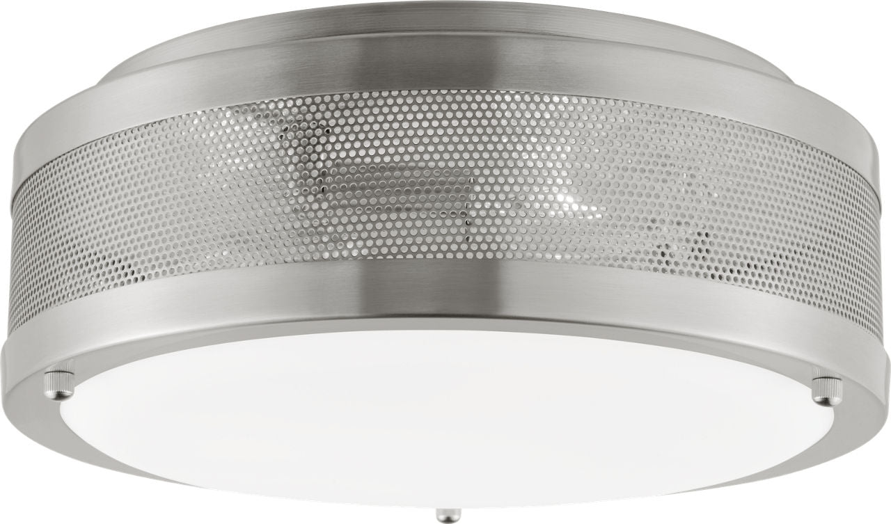 Vander Medium Flush Mount | Brushed Nickel | Etched Glass / White Inside Bulb(s) Not Included